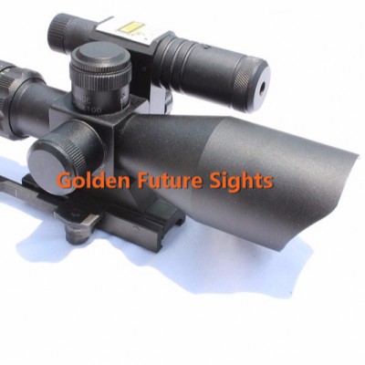 Golden Future 2.5-10x40 Green and Red Illuminated Green Laser Rifle Scope with Quick Detach Lever Mount